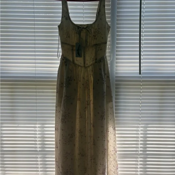 Elegant Cream Floral Maxi Dress corset waist size S - Picture 3 of 13